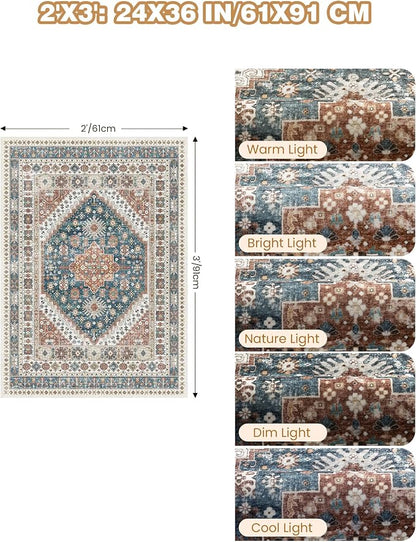 2x3 Entryway Rug Vintage Washable Rug Runner - Image 2