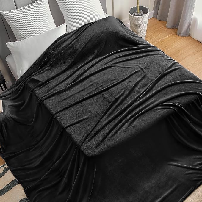 BEDELITE Fleece Blanket Soft Plush Oversized Bed Blanket Black 120"x120" | - Image 3