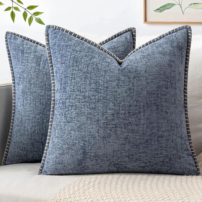 MIULEE Decorative Couch Throw Pillow Covers 20x20 in Dark Grey Blue 2 Pack | by MIULEE