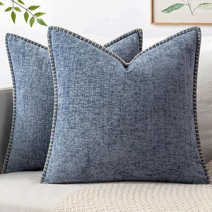 MIULEE Decorative Couch Throw Pillow Covers 18x18 in Dark Grey Blue 2 Pack | by MIULEE