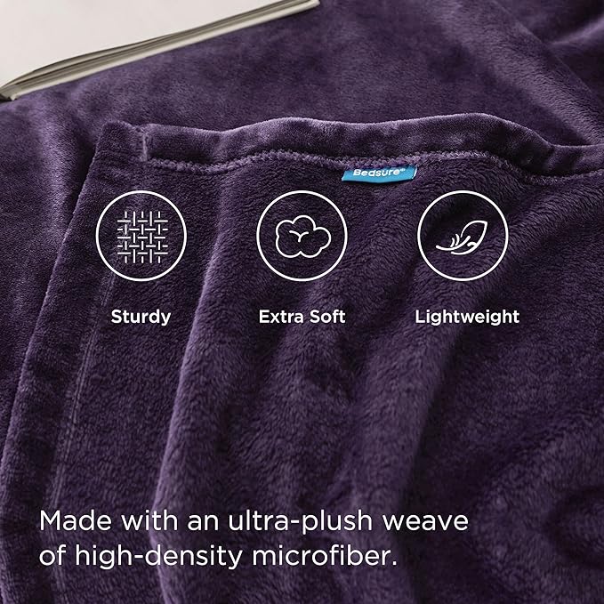 Bedsure GentleSoft Fleece Throw Blanket Purple - Image 4
