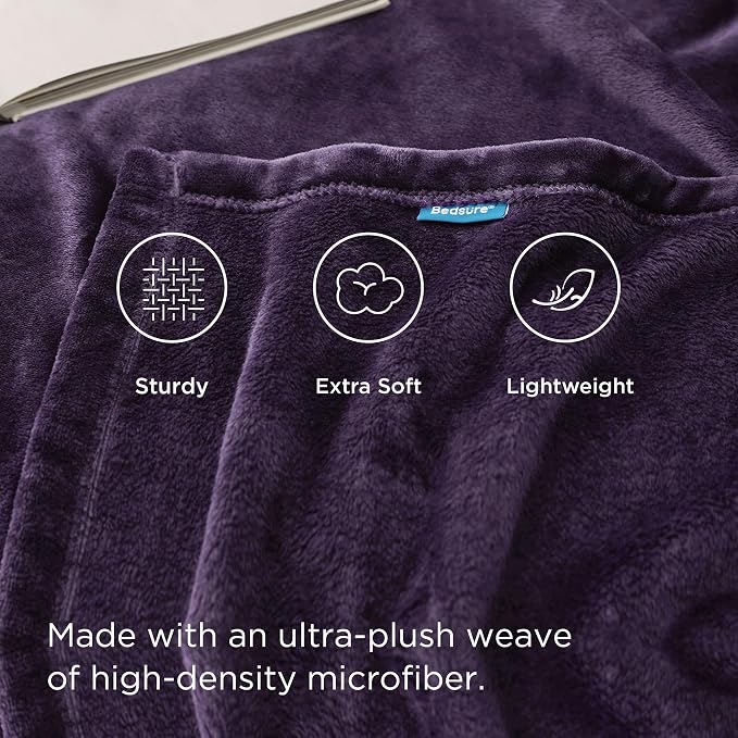 Bedsure Fleece Blanket Twin Blanket Purple - Image 3