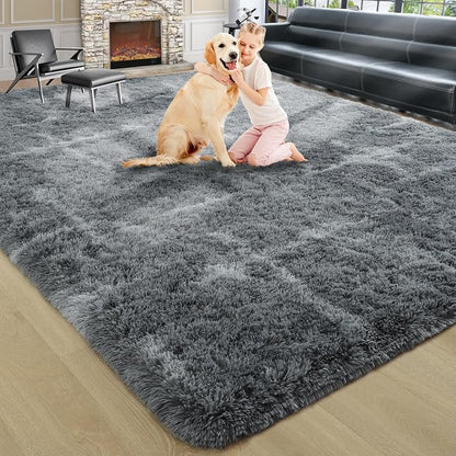 4x6 Grey Fluffy Soft Area Rug Non-Slip - Image 9