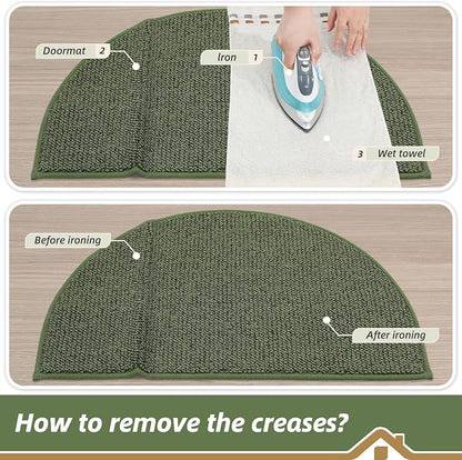 BEQHAUSE Dirt Trapper Door Mat 24" x 36" Half Circle Non Slip Rugs, Absorbent - Image 9