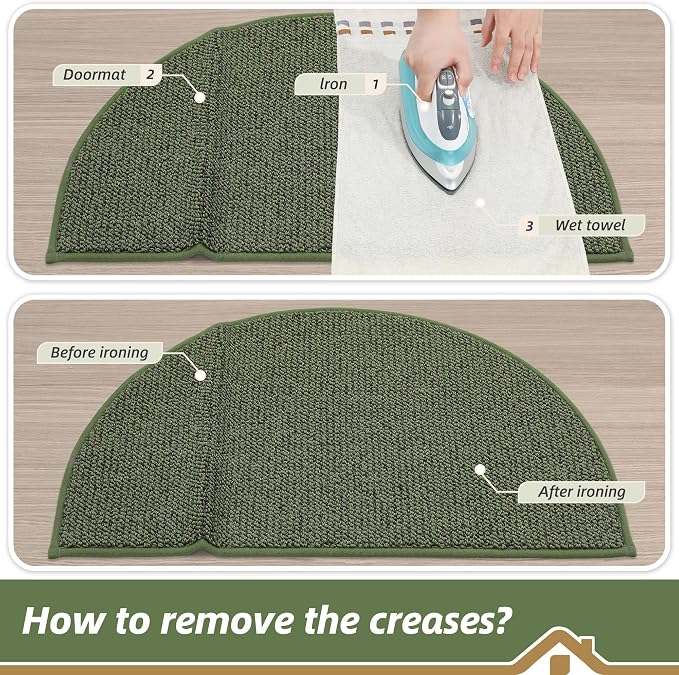 BEQHAUSE Dirt Trapper Door Mat 32" x 48" Half Circle Non Slip Rugs, Absorbent - Image 9