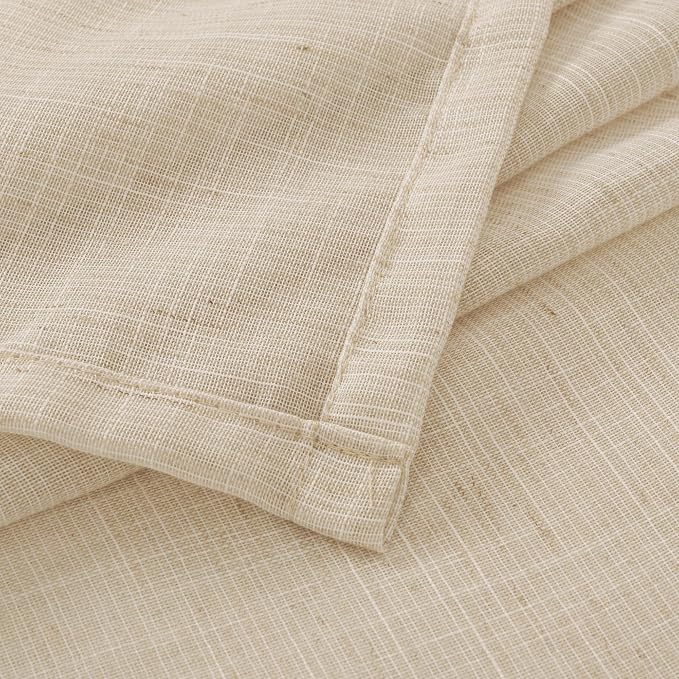 BGment Tan Linen Curtains 45 Inch Length 2 Panels, Burlap Semi Sheer Drapes | - Image 9