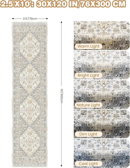 2.5x10 Kitchen Runner Rug Non Slip Vintage Washable Rugs, Carpet Runner - Image 2