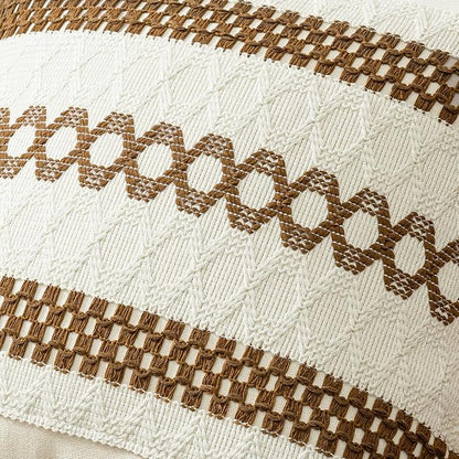 MIULEE Set of 2 Coco Brown Boho Decorative Pillow Covers 18x18 Inch | Farmhouse - Image 4