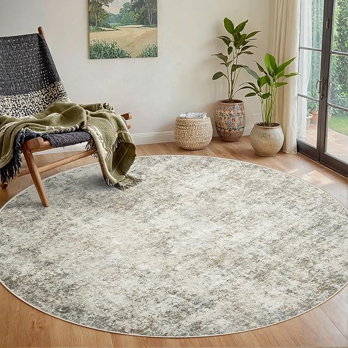 Aelenmu Round Rug 6ft Washable Rug by Aelenmu
