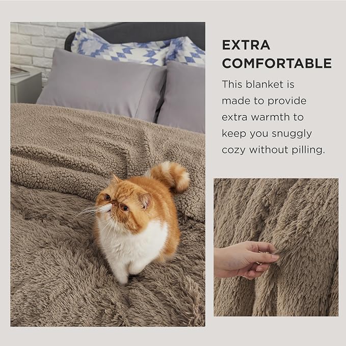 Bedsure GentleSoft Fluffy Light Chocolate Brown Throw Blanket, Soft Fuzzy - Image 3