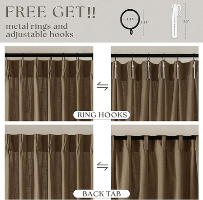 Dutch Cocoa Pinch Pleat Linen Curtains 102 Inches Long 60 Inch Wide 1 Panel | - Image 4