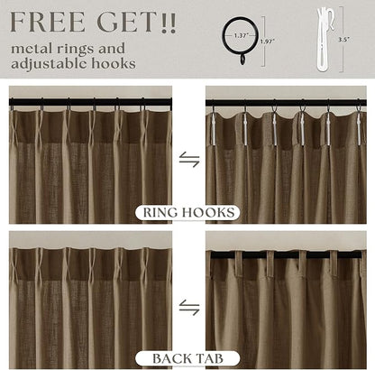 Extra Wide 84 Inch Long Pleated Curtains 70 Inch Wide Dutch Cocoa | Pinch Pleat - Image 5