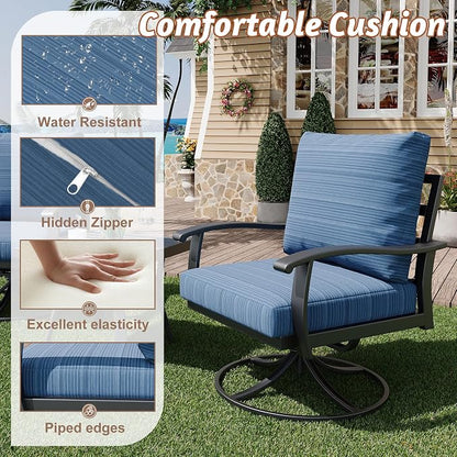 HOMREST Patio Furniture Sets 4 PCS Outdoor Metal Conversation Sets, 360 Degree - Image 4