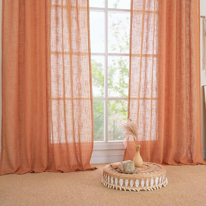 Burnt Orange Linen Curtains 30 Inch Length - Image 9