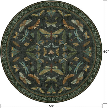 Black Insect 5ft Round Washable Living Room Rugs - Image 2