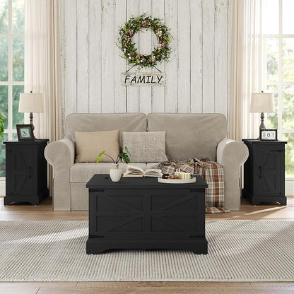 Furnideco Farmhouse Lift Top Coffee Table, Square Wood Center Table - Image 5