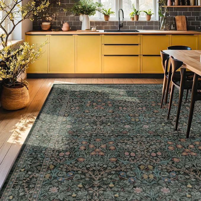 Washable Dark Green Rug for Living Room - Image 5