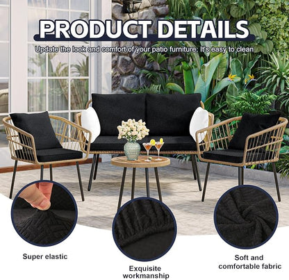 8Pcs Patio Cushion Covers, Outdoor Stretch Cushion Covers, Washable | Stretch - Image 3