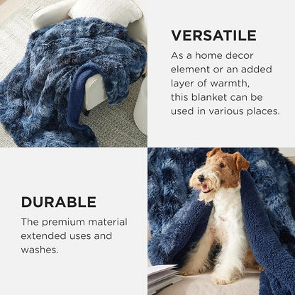 Bedsure GentleSoft Fluffy Navy Blue Throw Blanket, Tie Dye Blue Decor Navy Gifts - Image 4