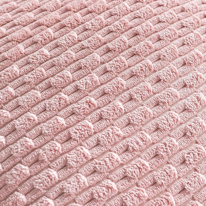 Set of 4 Light Pink Decorative Throw Pillow Covers 22x22 Inch Corduroy Pillow - Image 6