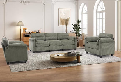 HAOMARKETS Corduroy Sofa Set, Upholstered Armchair Set of 2 and 3-Seater Sofa by HAOMARKETS