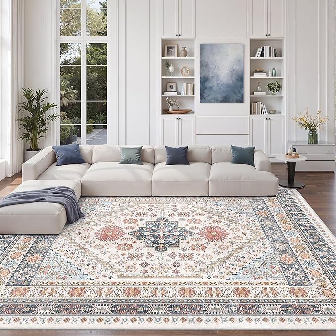 Pink Rugs for Bedroom-9x12 Area Rugs for Living Room, Dining Room, Low Pile by Zesthome