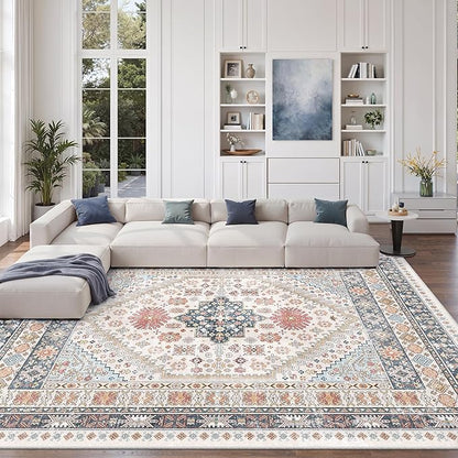 Pink Rugs for Bedroom-9x12 Area Rugs for Living Room, Dining Room, Low Pile by Zesthome