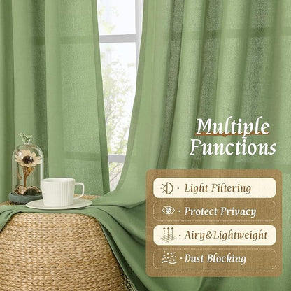 Light Filtering Linen Curtains 63 inches Long - Image 9