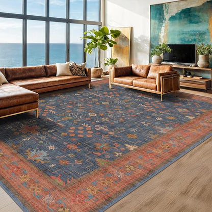 Navy Blue Area Rugs 9x12 Living Room, Dining Room Rugs by HazoHaus
