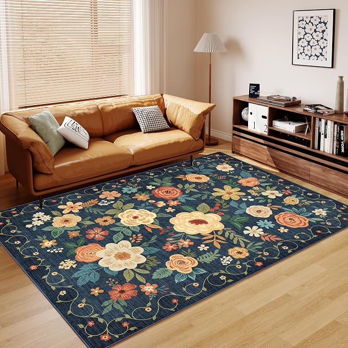DUKINO 5x7 Area Rug Floral Washable Rug - Image 9