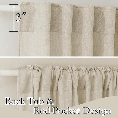 RYB HOME Extra Wide Sheer Curtains, Linen Texture Semitransparent Sheer Drapes - Image 2