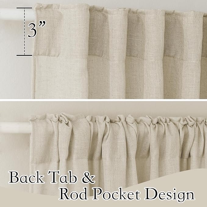 RYB HOME Semi Sheer Curtains Linen Texture Translucent Privacy Small Drapes - Image 2