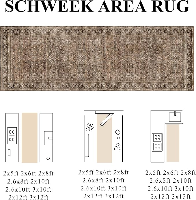Schweek 2x5 Runner Rug Washable Non-Slip Neutral Rugs - Image 2