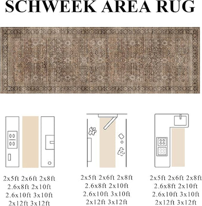 Schweek 2x5 Runner Rug Washable Non-Slip Neutral Rugs - Image 2
