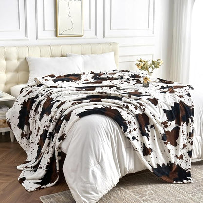 Edenleaf King Size Cow Blanket for Couch Bed, Soft Cozy Fleece Cow Printed - Image 3