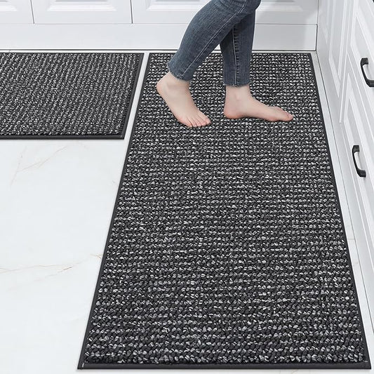 BEQHAUSE Kitchen Rugs and Mats 2PCS Non-Slip, Charcoal | Kitchen Mats by BEQHAUSE