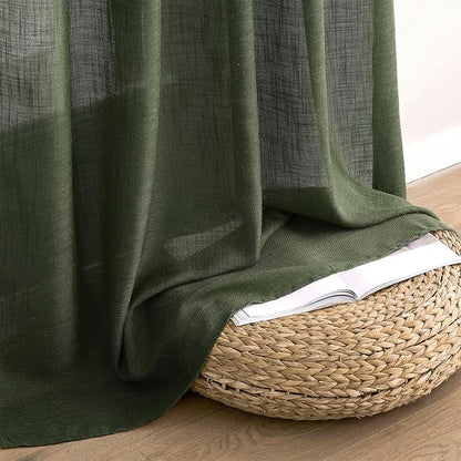 MIULEE Olive Green Short Linen Curtains 52x45 Inch Long 2 Panel - Image 7