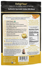 DelighTeas Organic Golden Milk Powder with Turmeric, Ginger, Ceylon Cinnamon | Ayurvedic Spices for Golden Turmeric Latte | Unsweetened, Vegan, Non-GMO, Keto | 120 Servings, 5 oz.