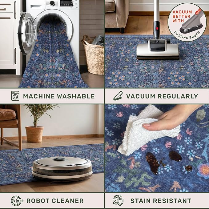 Vintage Dark Blue 3x6 Runner Rugs - Image 4