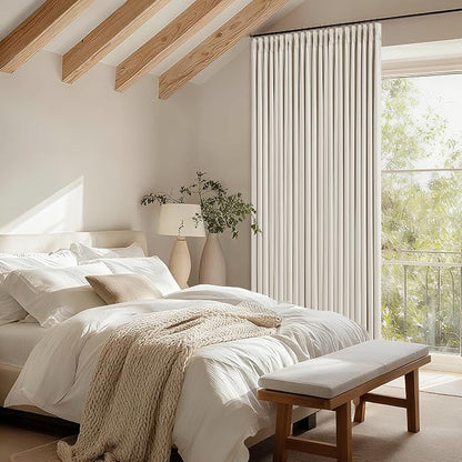 Natural Pinch Pleated Blackout 90 Inch Bedroom Curtain 70 Inch Wide 1 Panel | - Image 9