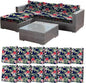 CALBODE 12 Pcs Stretch Outdoor Seat Cushion Covers, Tropical Floral, by CALBODE