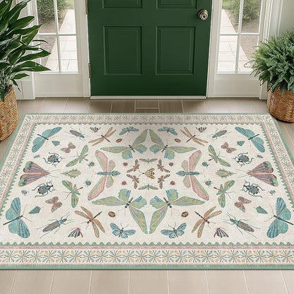 Washable Sage Green Large Entryway Rug, 3x4 Area Rugs by HazoHaus