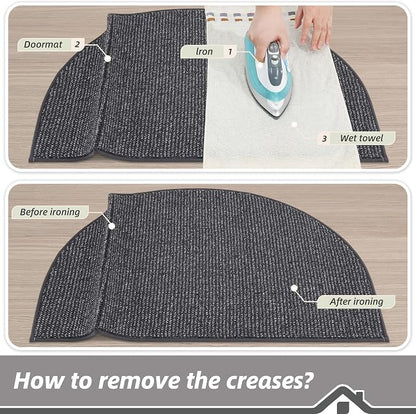 BEQHAUSE Dirt Trapper Door Mat 24" x 36" Half Circle Non Slip, Charcoal | - Image 9