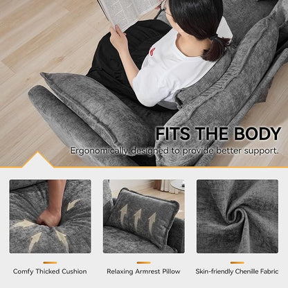 111'' Sectional Cloud Deep Seat Couch, Modern Comfy Chenille L Shaped Sectional - Image 4