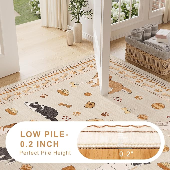 DUKINO 4x6 Area Rug, Washable Dog Rug - Image 8
