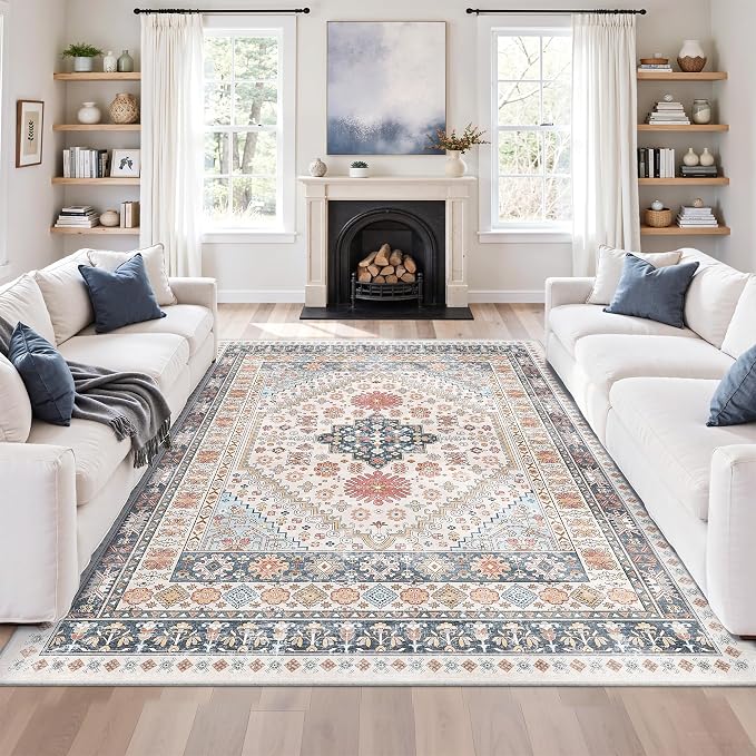 Pink Rugs for Bedroom-5x8 Area Rugs for Living Room, Dining Room, Low Pile - Image 4