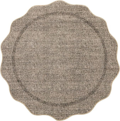 GarveeHome Scalloped Washable Round Rugs, Non-Slip Soft Round Rug 4ft Brown | - Image 9