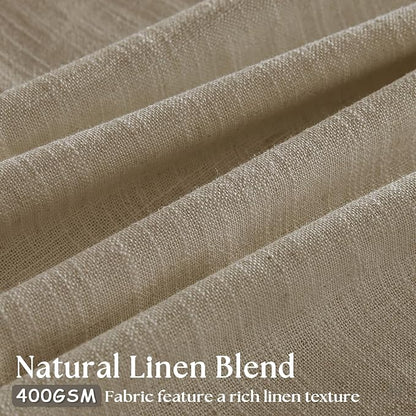Neutral Pinch Pleated 96 Inch Greige Light Filtering Flax Linen Curtains | Flax - Image 3