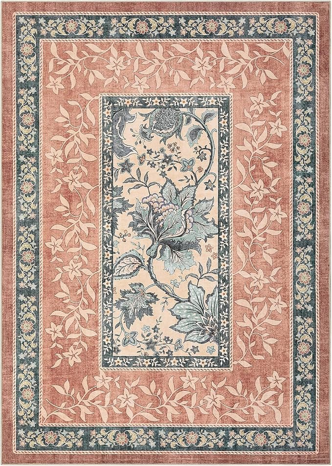 GarveeHome Terracotta Teal 2x6 Washable Kitchen Runner Rugs Non Slip Provence - Image 9