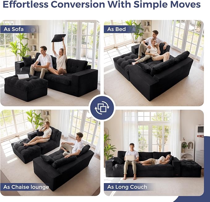 MAXYOYO Sectional Sofa Couch and Chaise Lounge, L Shaped Modern Cloud Couch - Image 3